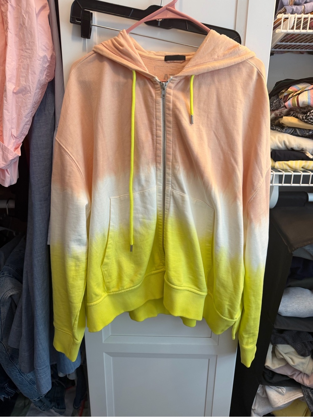 ATM Anthony Thomas Melillo Jersey Hoody Citron Dip Dye M/L $325